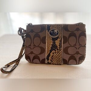 Coach Limited Edition Wristlet; Signature Canvas & Leather Snakeskin Design; EUC